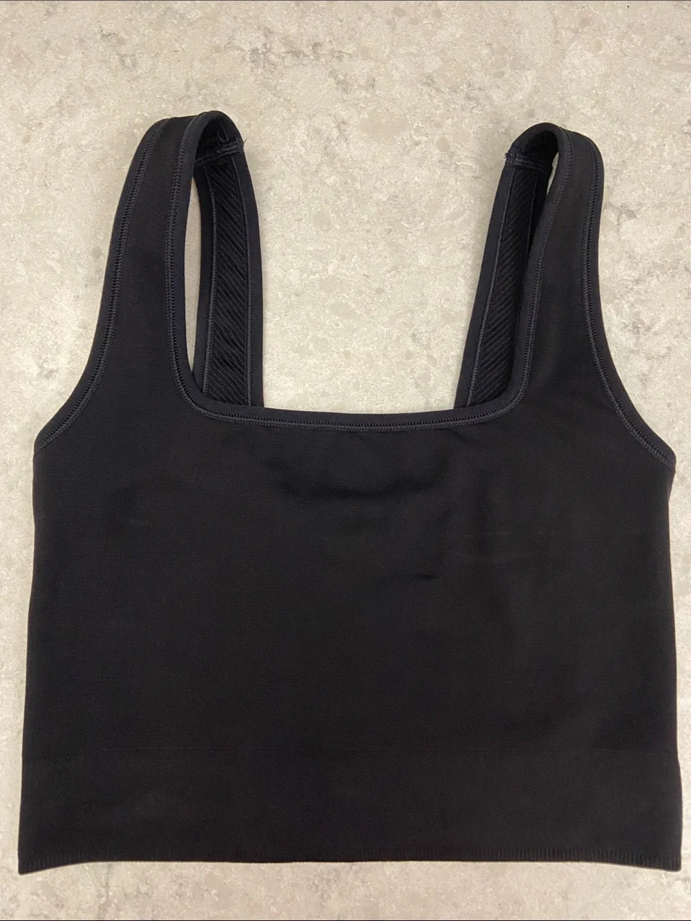 all in motion Black Ribbed Square-Neck Seamless Crop Tank. Size S - Picture 11 of 11